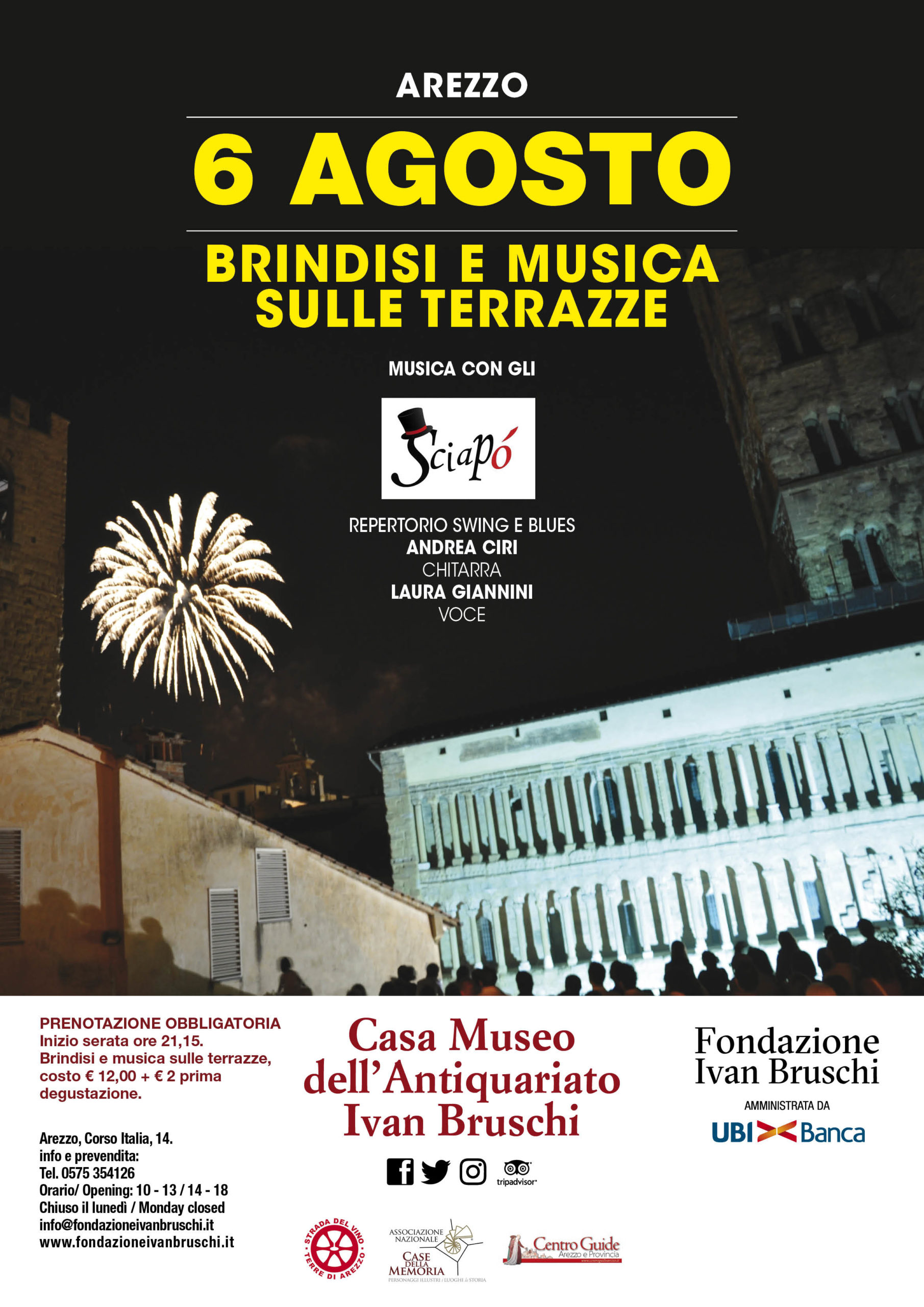 Brindisi e musica sulle terrazze Casa Bruschi 6 agosto Strada