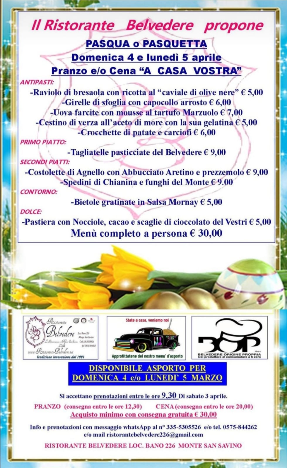 Menù Pasqua e Pasquetta - Ristorante Belvedere (Monte San Savino ...